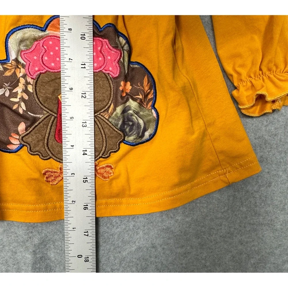 Kids Mustard Yellow Turkey Ruffle Sleeve Long‎ Sleeve Top Size M
